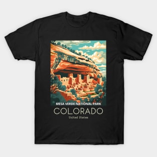 A Vintage Travel Illustration of Mesa Verde National Park - Colorado - US T-Shirt